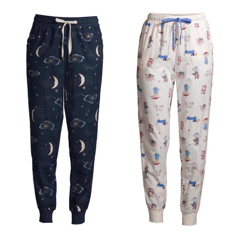 Set of 2 Secret Treasures Flannel Pajama Bottom Joggers